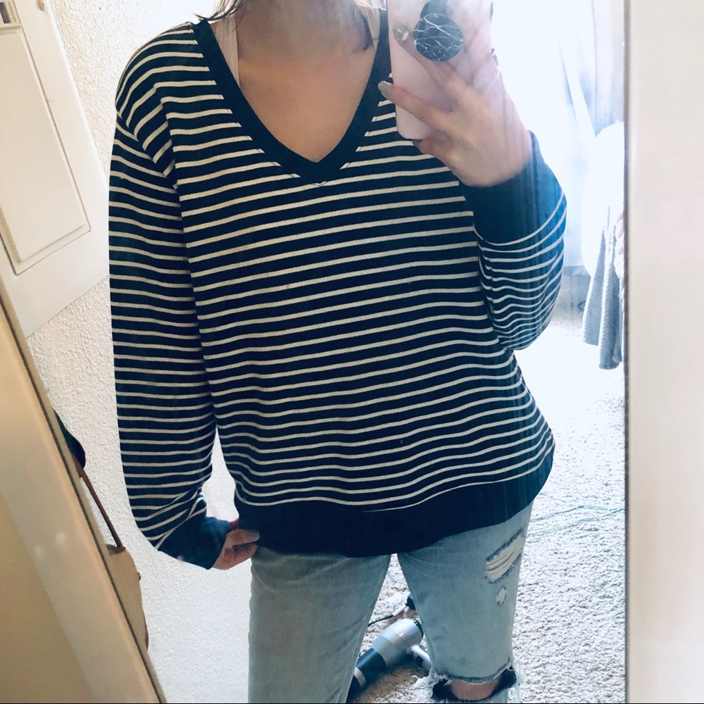 a new day | Striped Vneck Sweater